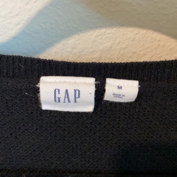 GAP Black V-Neck Boxy Sweater Sz M - Picture 3 of 4